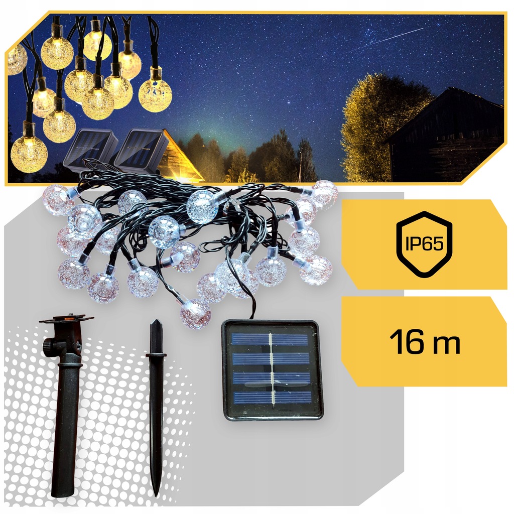GIRLANDA SOLARNA OGRODOWA LAMPKI SOLARNE 100 ŻARÓWEK LED NA BALKON 16metrów EAN (GTIN) 5906700044922